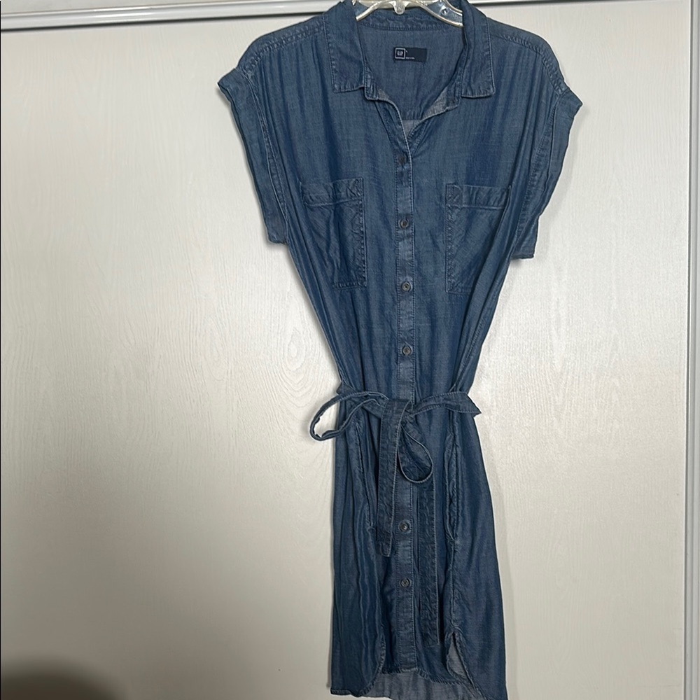 Gap Denim Blue Button-Up Dress Large